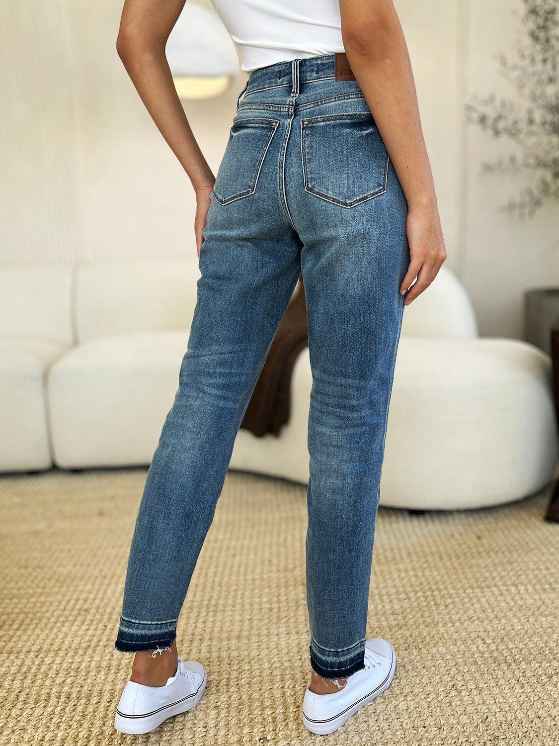 Judy Blue Full Size Mid Rise Rigid Magic Release Hem Jeans Judy Blue