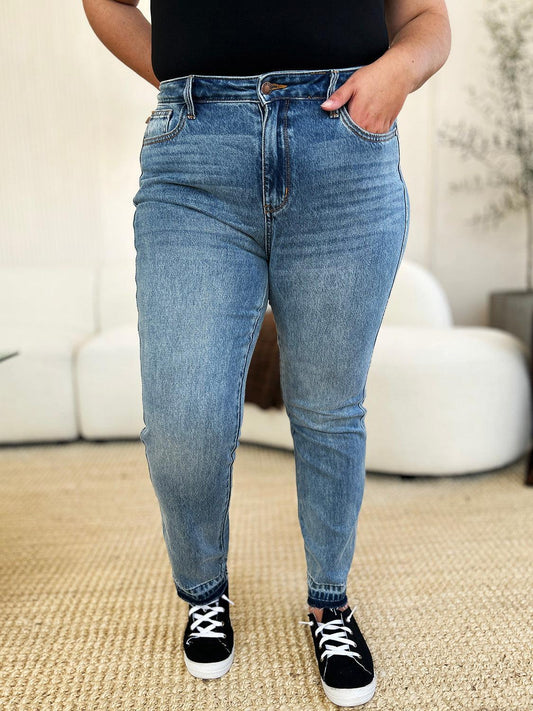 Judy Blue Full Size Mid Rise Rigid Magic Release Hem Jeans Judy Blue Medium