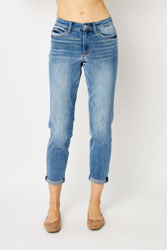 Judy Blue Full Size Cuffed Hem Slim Jeans Judy Blue Medium