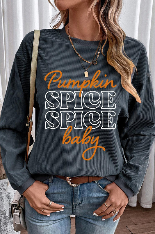 Letter Graphic Round Neck Long Sleeve Sweatshirt Sweatshirt