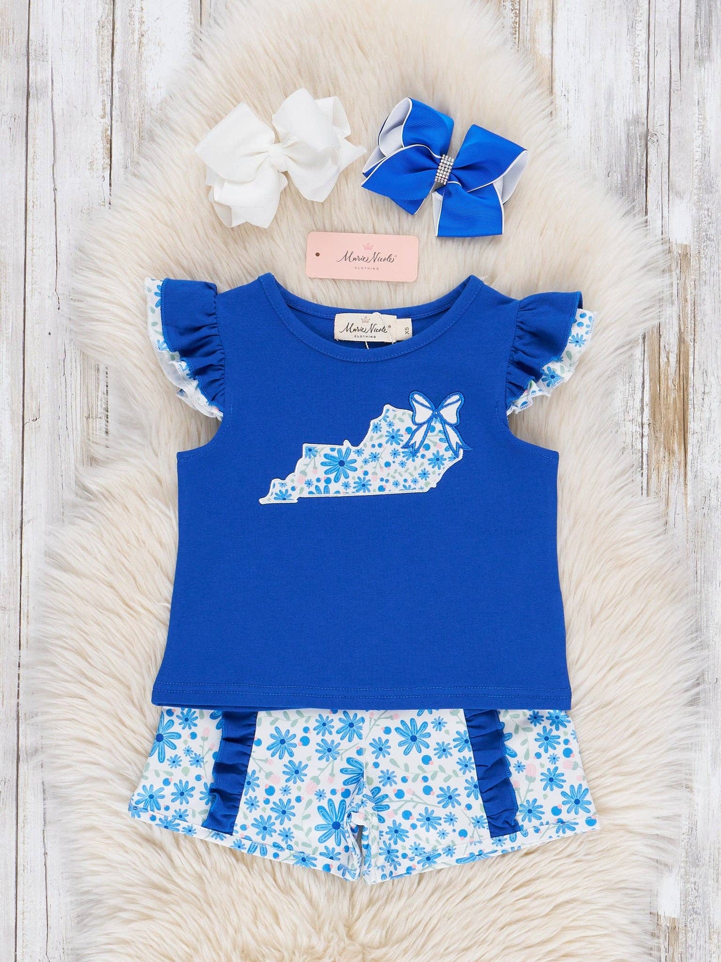 Kentucky Embroidered Floral Ruffle Outfit
