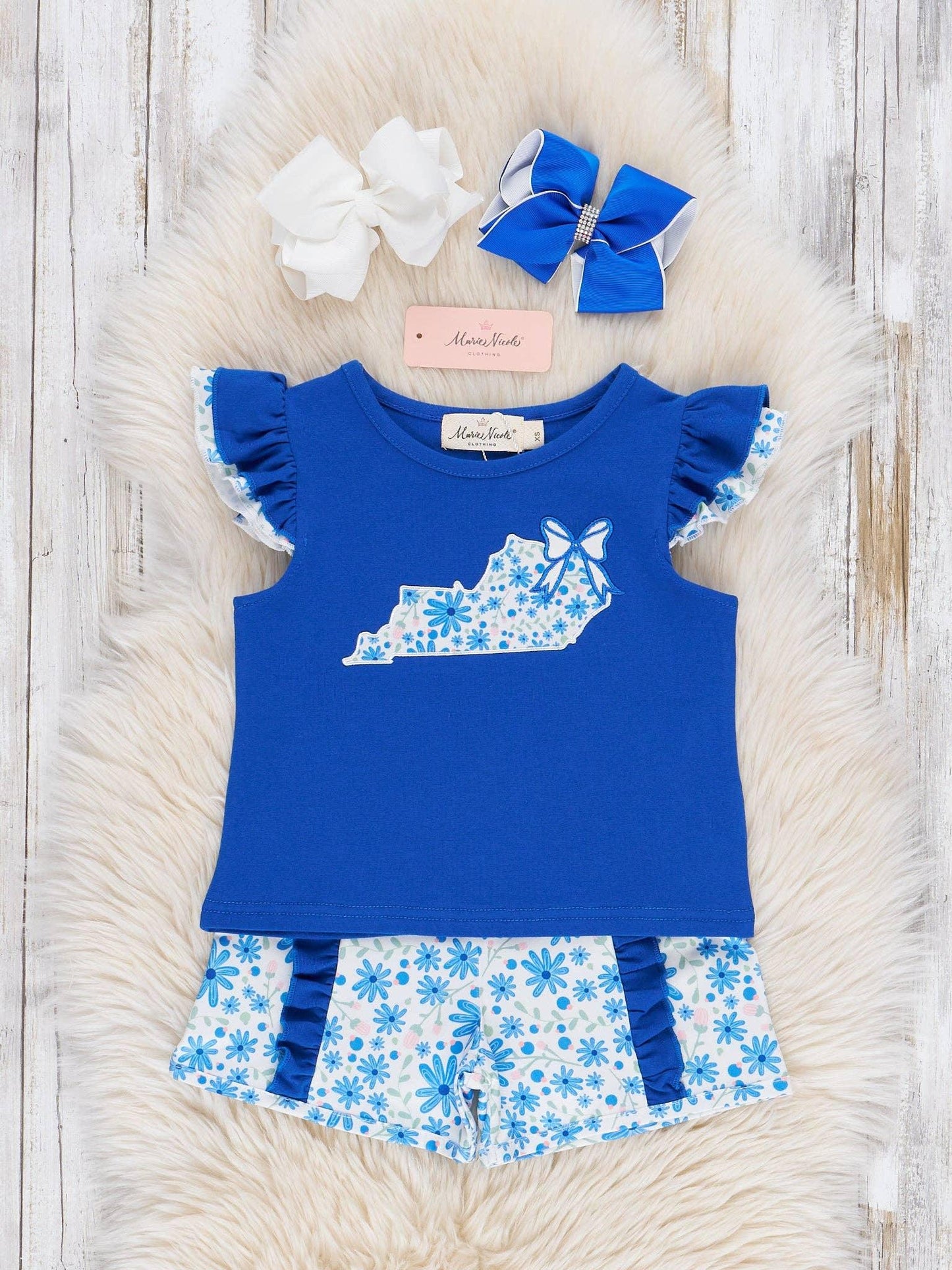 Kentucky Embroidered Floral Ruffle Outfit
