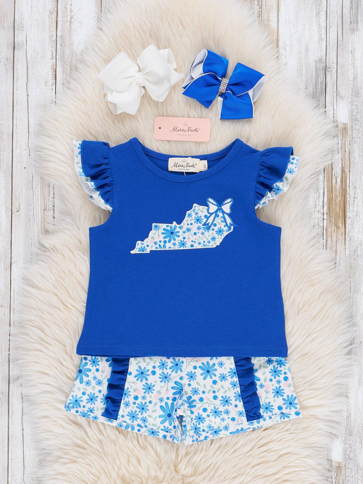Kentucky Embroidered Floral Ruffle Outfit