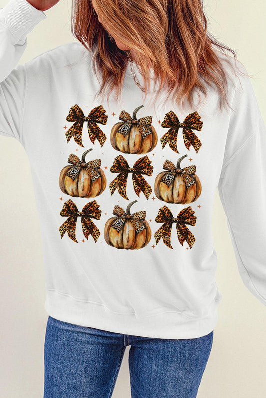 Pumpkin & Bow Graphic Long Sleeve Sweatshirt Sweatshirt