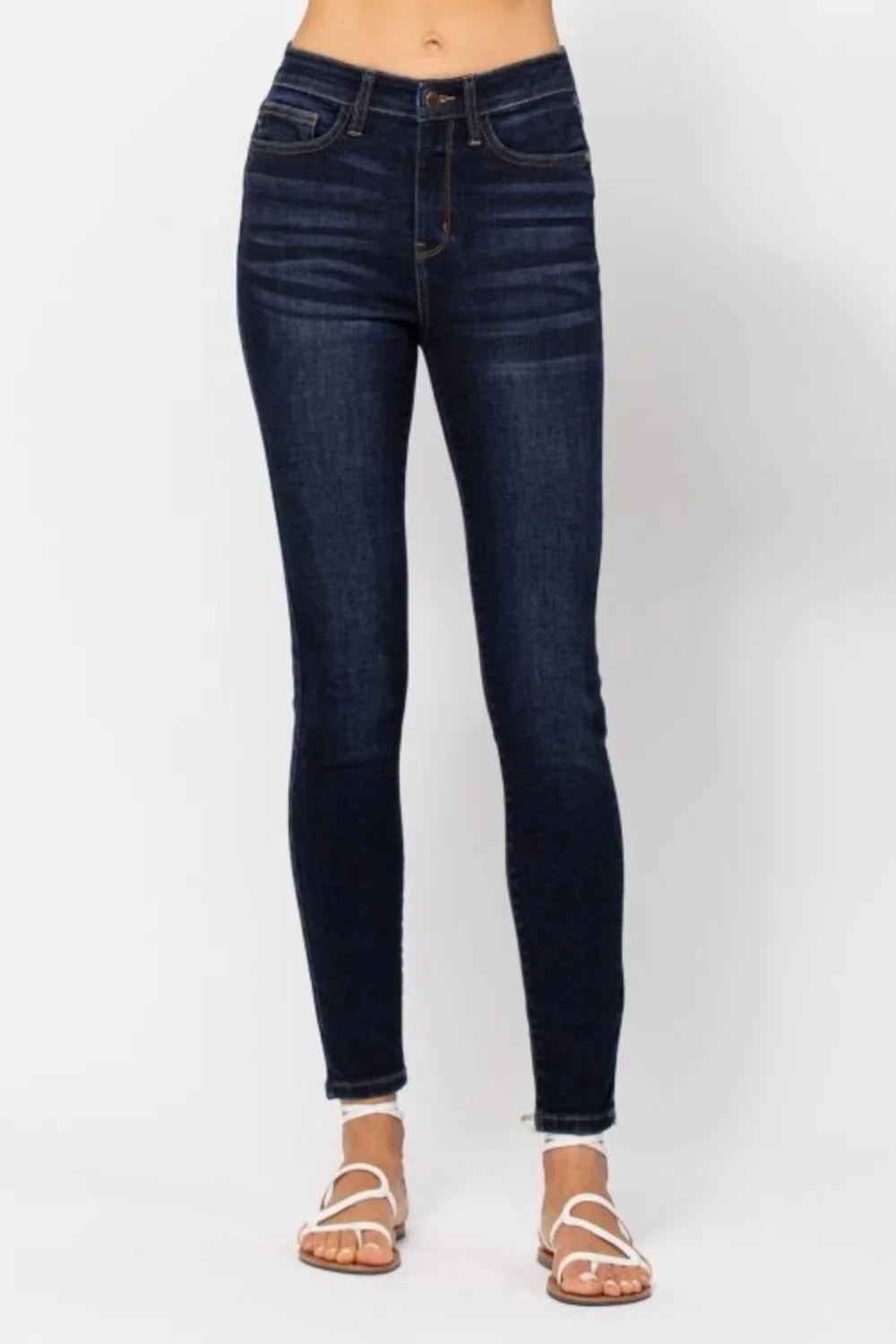 Judy Blue Full Size High Waist Handsand Skinny Jeans Judy Blue Dark