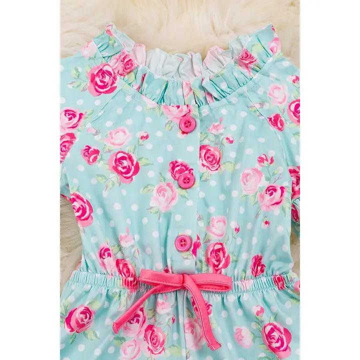 Pastel Blue Floral Printed Romper rompers