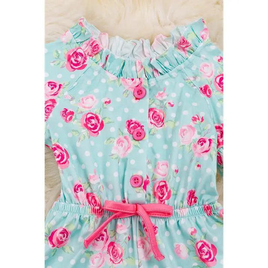 Pastel Blue Floral Printed Romper rompers
