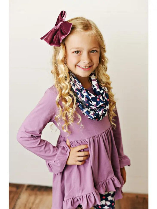 Kids Hi-Lo Lavender & Floral Print 3 Piece Scarf Set
