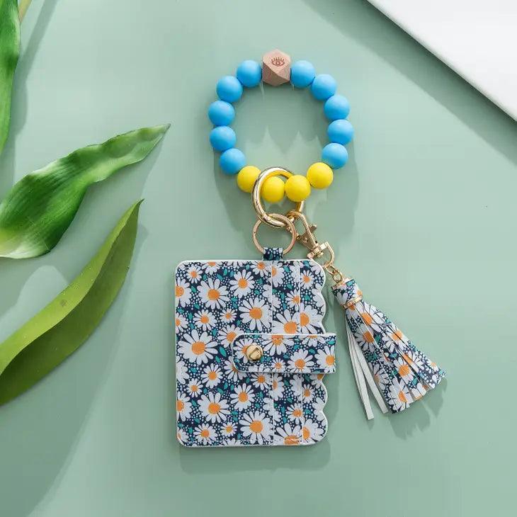 Silicone Beaded Wristlet Keychain Wallet wristlet keychain Daisy