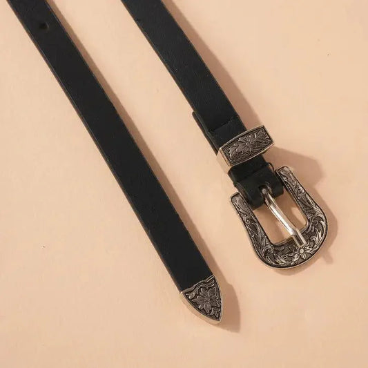 Faux Leather Western Buckle Belt belt