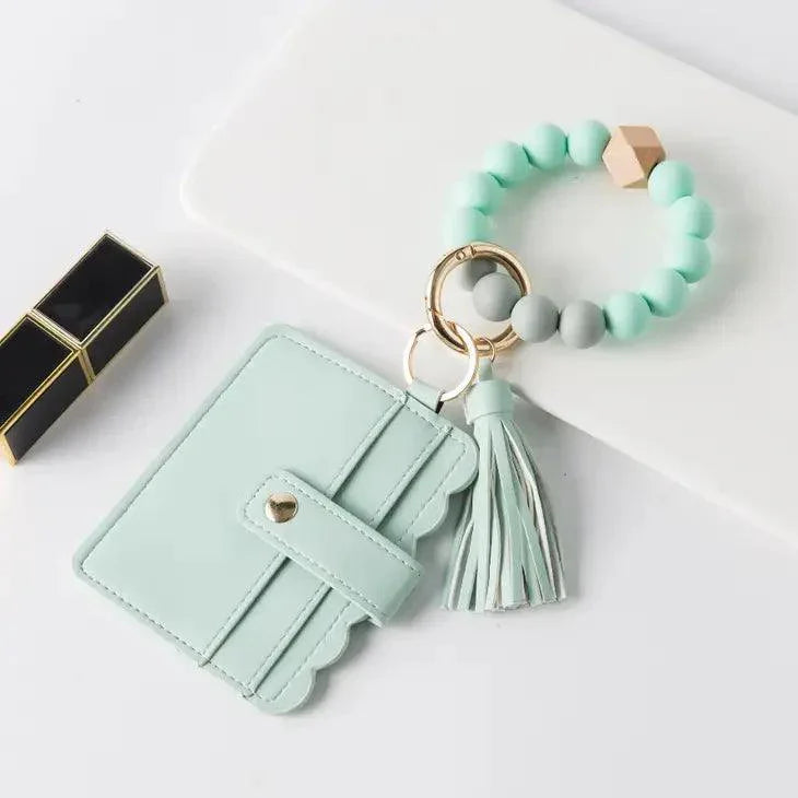 Silicone Beaded Wristlet Keychain Wallet wristlet keychain Mint
