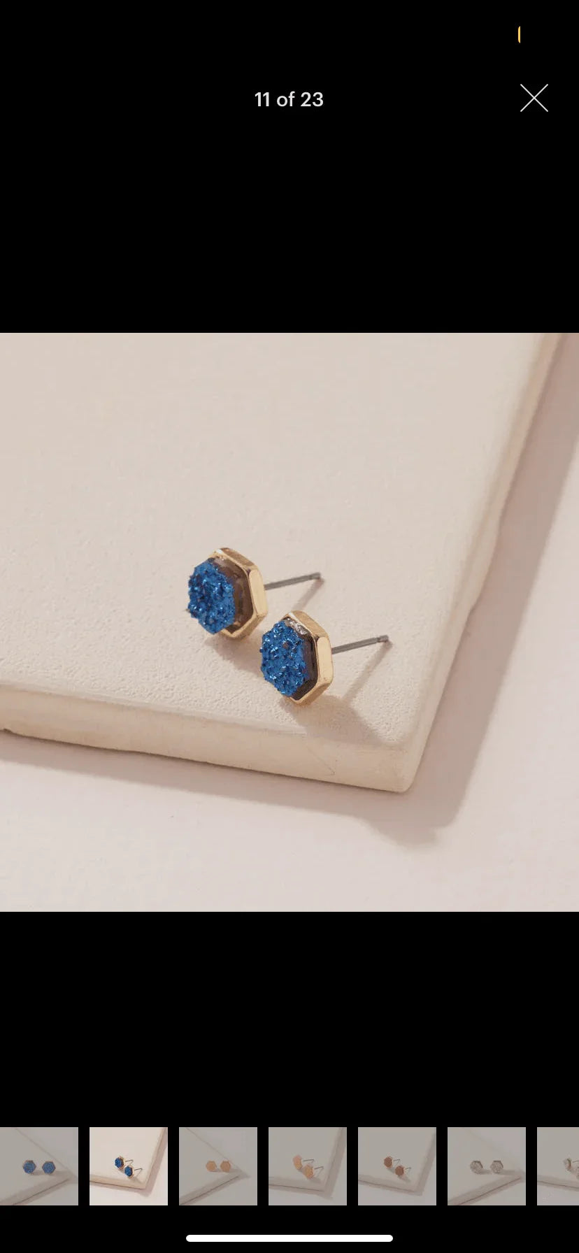 Hexagon Druzy Stone Stud Earrings