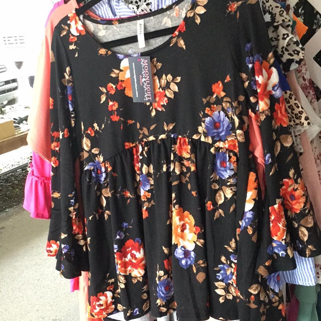 Black Floral Top