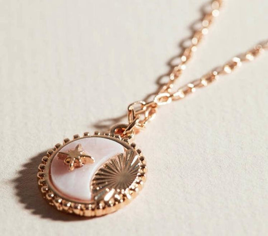 Crescent Moon And Star Charm Necklace