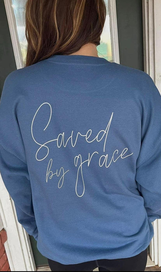 Saved by Grace Sweatshirt Indigo