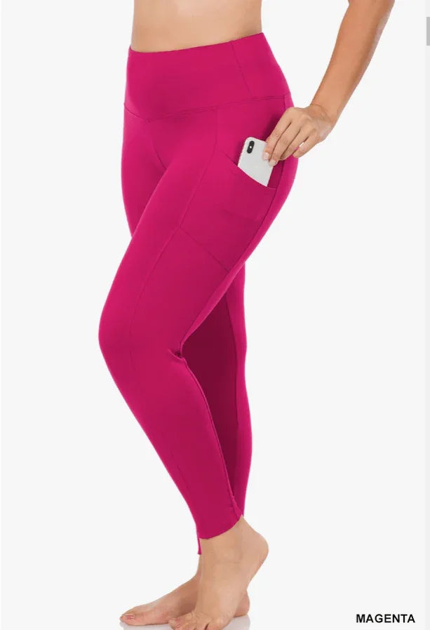 Plus Size Microfiber Full Length Leggings Leggings Magenta