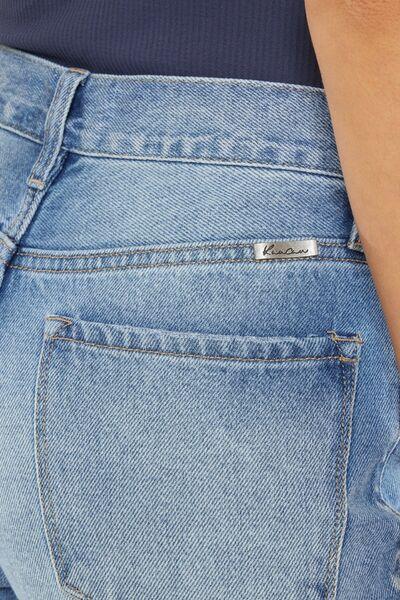 Kancan High Waist Chewed Up Straight Mom Jeans pants