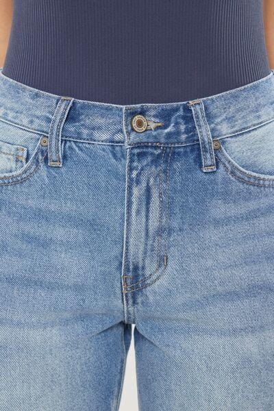 Kancan High Waist Chewed Up Straight Mom Jeans pants
