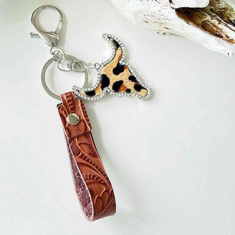 Rhinestone Bull Keychain Keychain Style B One Size