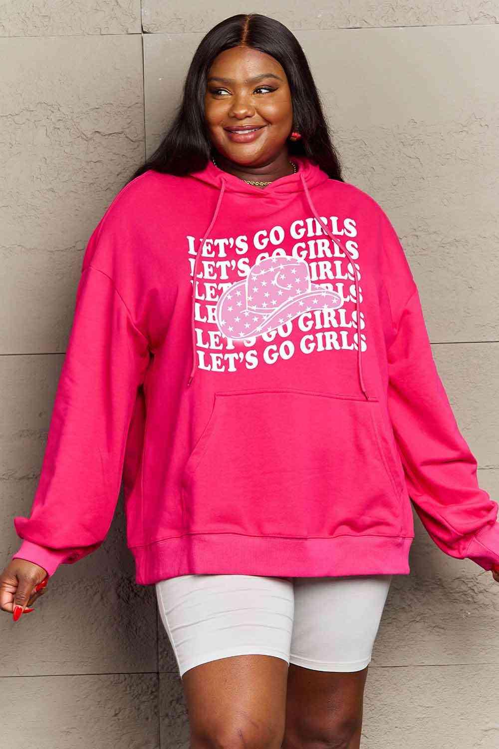 Simply Love Simply Love Full Size LET’S GO GIRLS Graphic Dropped Shoulder Hoodie Sweatshirt