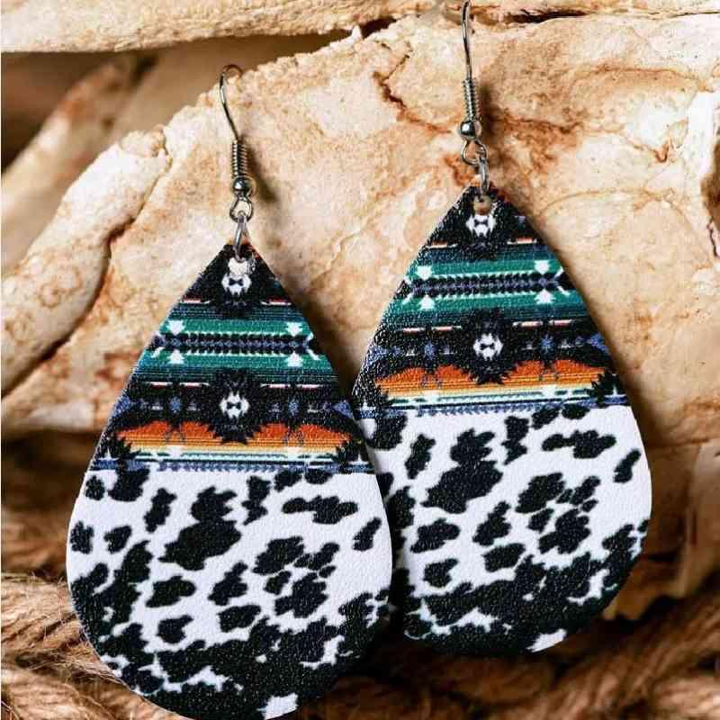 Teardrop Alloy Earrings Earrings Cow Print One Size