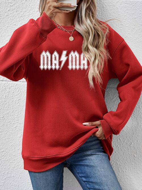 Letter Graphic Dropped Shoulder Sweatshirt Sweatshirt Deep Red