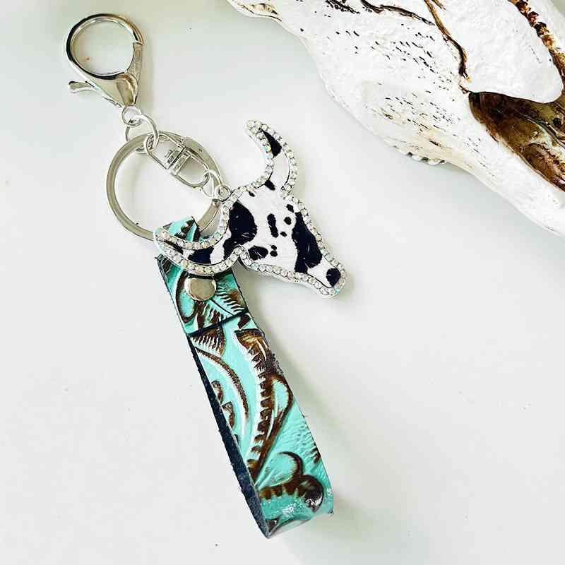 Rhinestone Bull Keychain Keychain Style A One Size