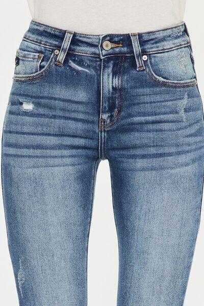 Kancan High Waist Distressed Raw Hem Ankle Skinny Jeans pants