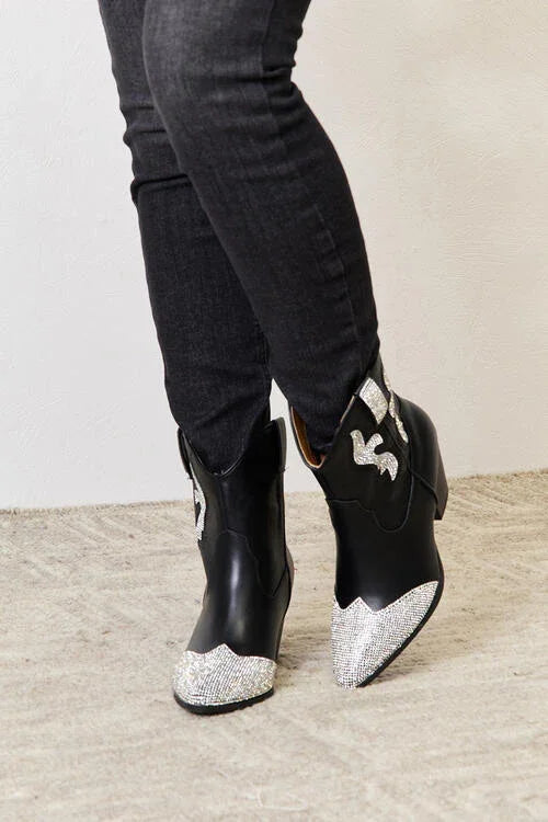 East Lion Corp Rhinestone Pointed Boots boots Black