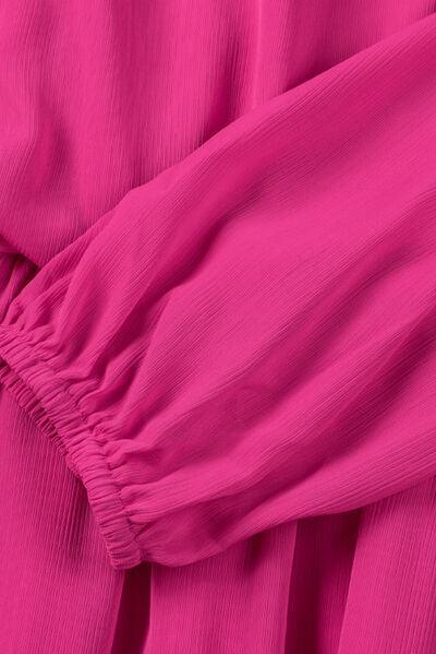 Frill Tie Neck Balloon Sleeve Dress Dress