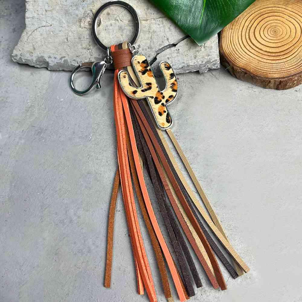 Cactus Keychain with Tassel Keychain Style A One Size