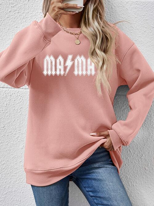 Letter Graphic Dropped Shoulder Sweatshirt Sweatshirt Blush Pink