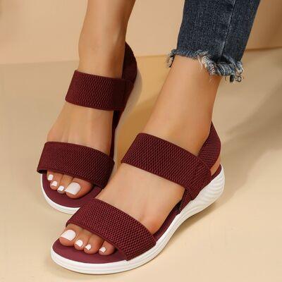 Rubber Open Toe Low Heel Sandals Sandals Wine