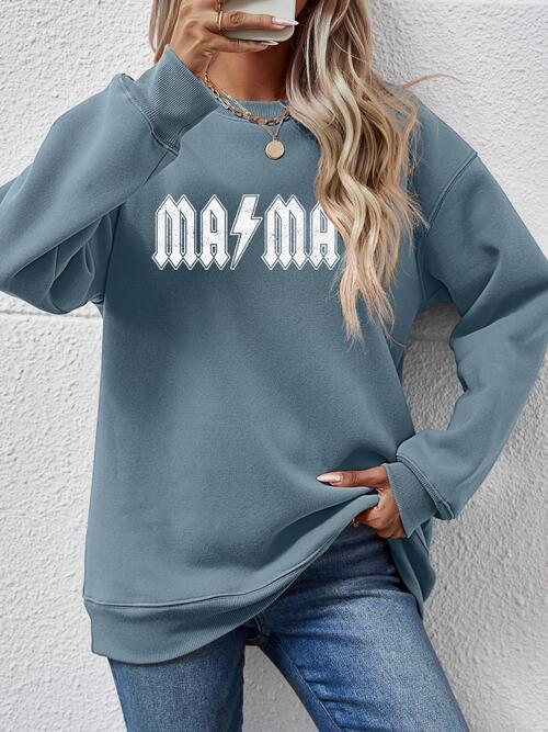Letter Graphic Dropped Shoulder Sweatshirt Sweatshirt Air Force Blue
