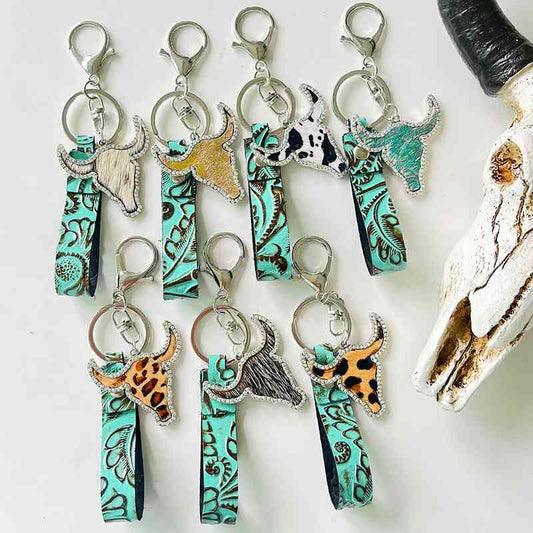 Rhinestone Bull Keychain Keychain