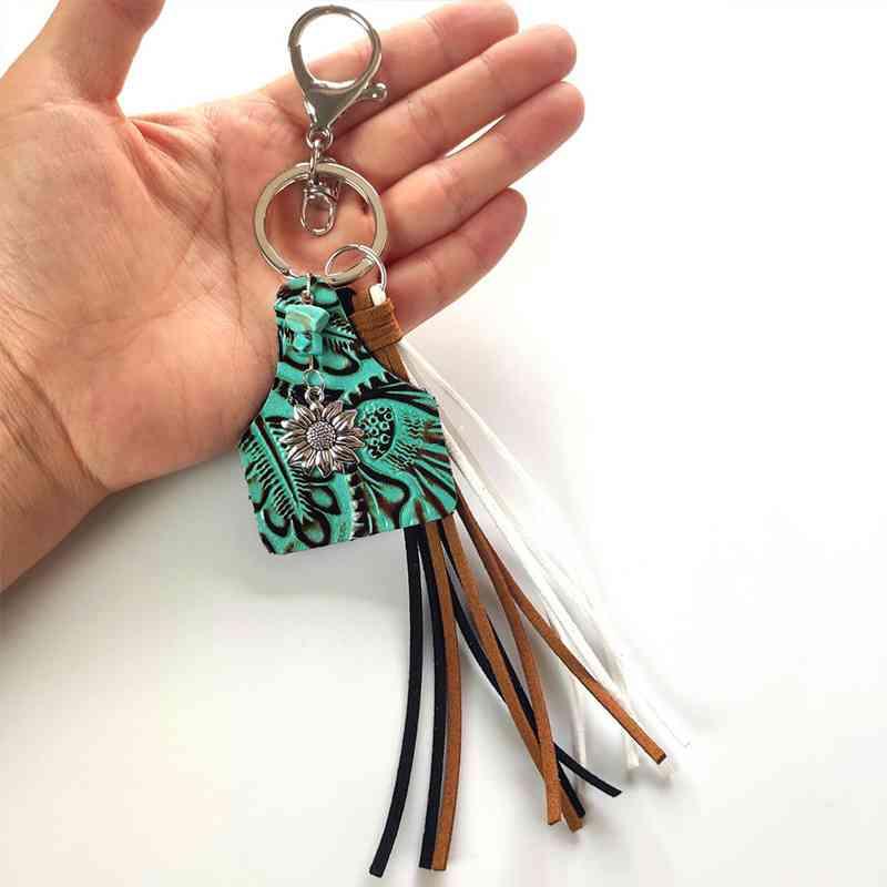 Turquoise Fringe Detail Key Chain Keychain Style G One Size