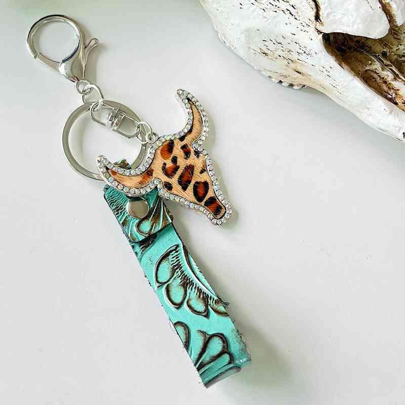 Rhinestone Bull Keychain Keychain Style B One Size