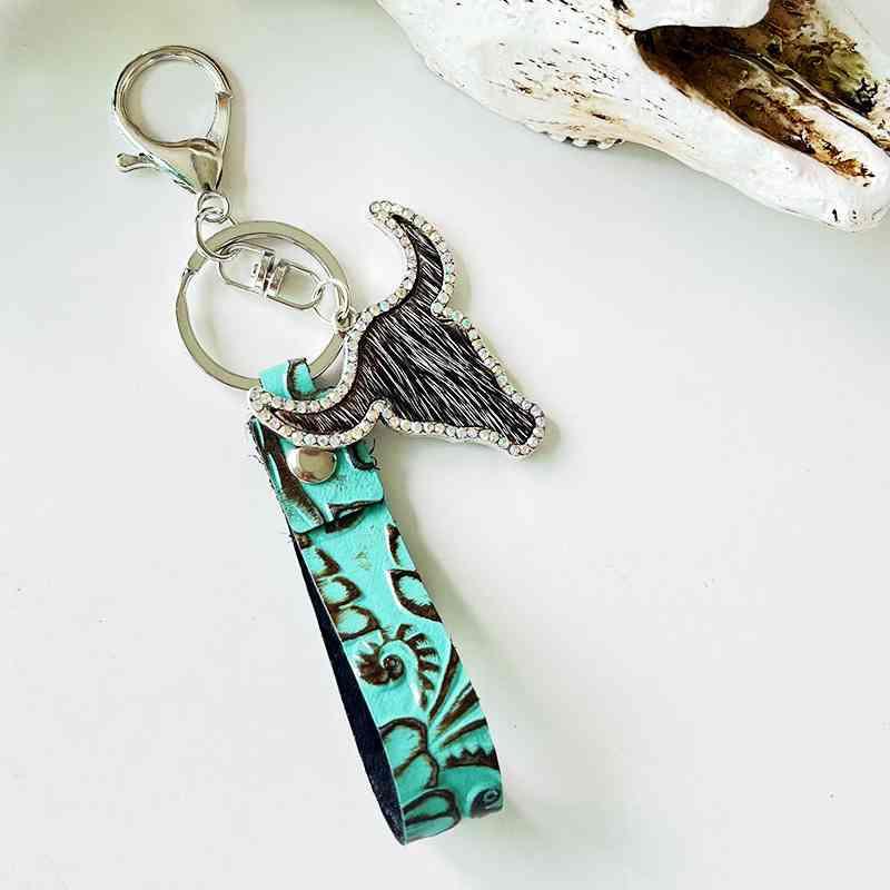 Rhinestone Bull Keychain Keychain Style F One Size
