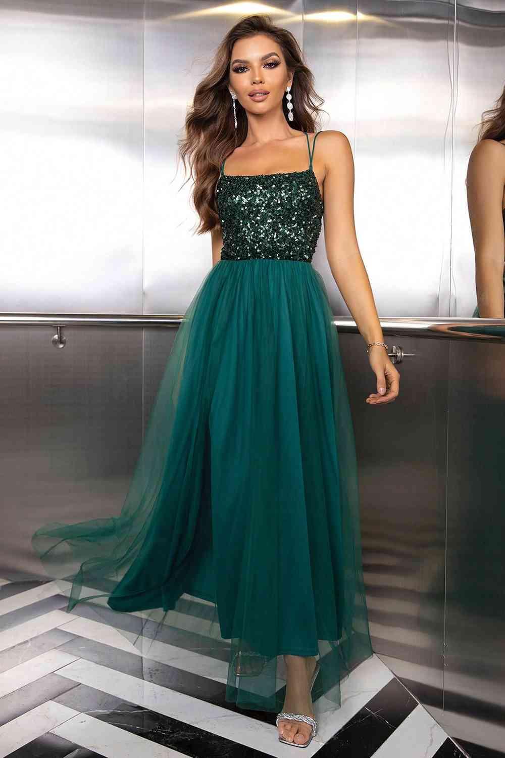Lace-Up Backless Mesh Dress formal dress