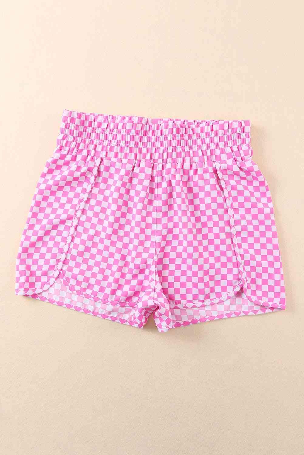 Leopard Elastic Waist Shorts shorts Checkered