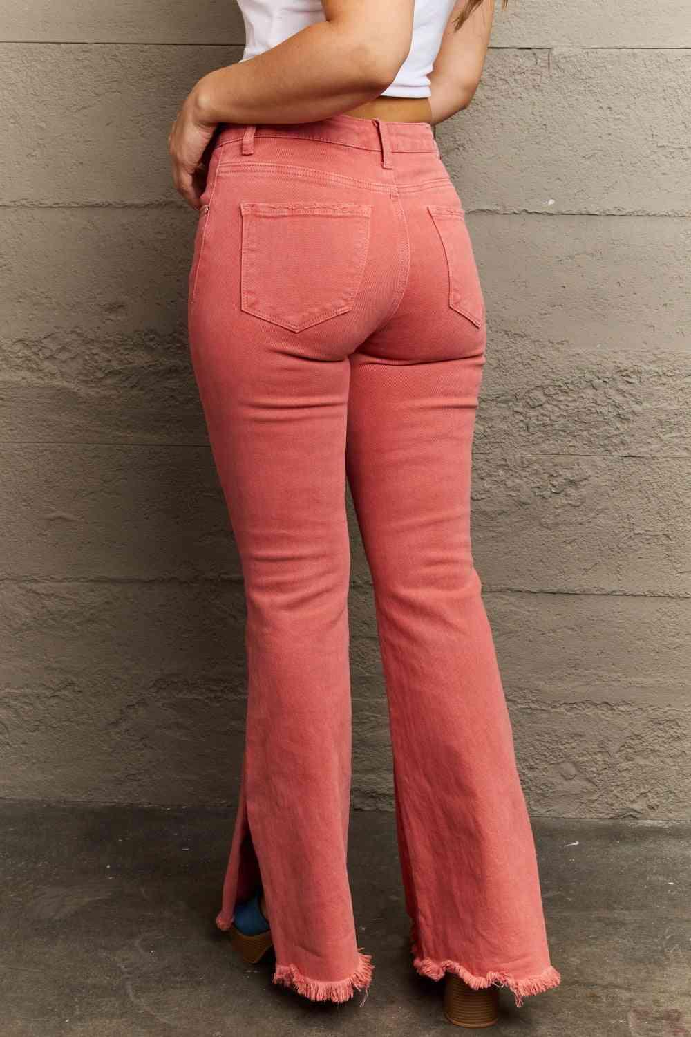 RISEN Bailey Full Size High Waist Side Slit Flare Jeans pants