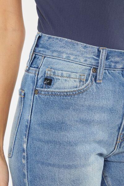 Kancan High Waist Chewed Up Straight Mom Jeans pants