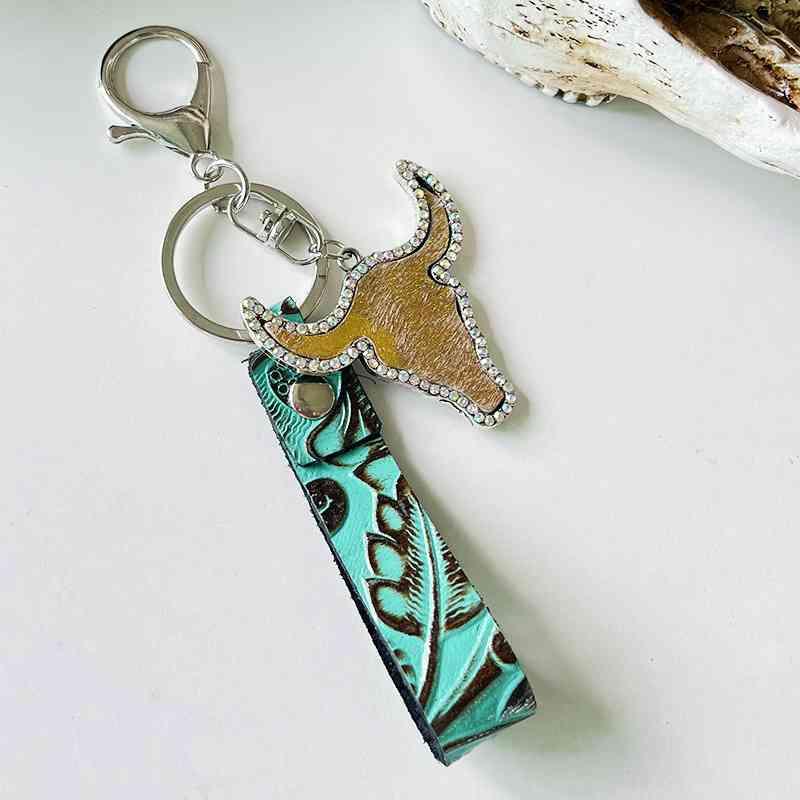 Rhinestone Bull Keychain Keychain Style C One Size