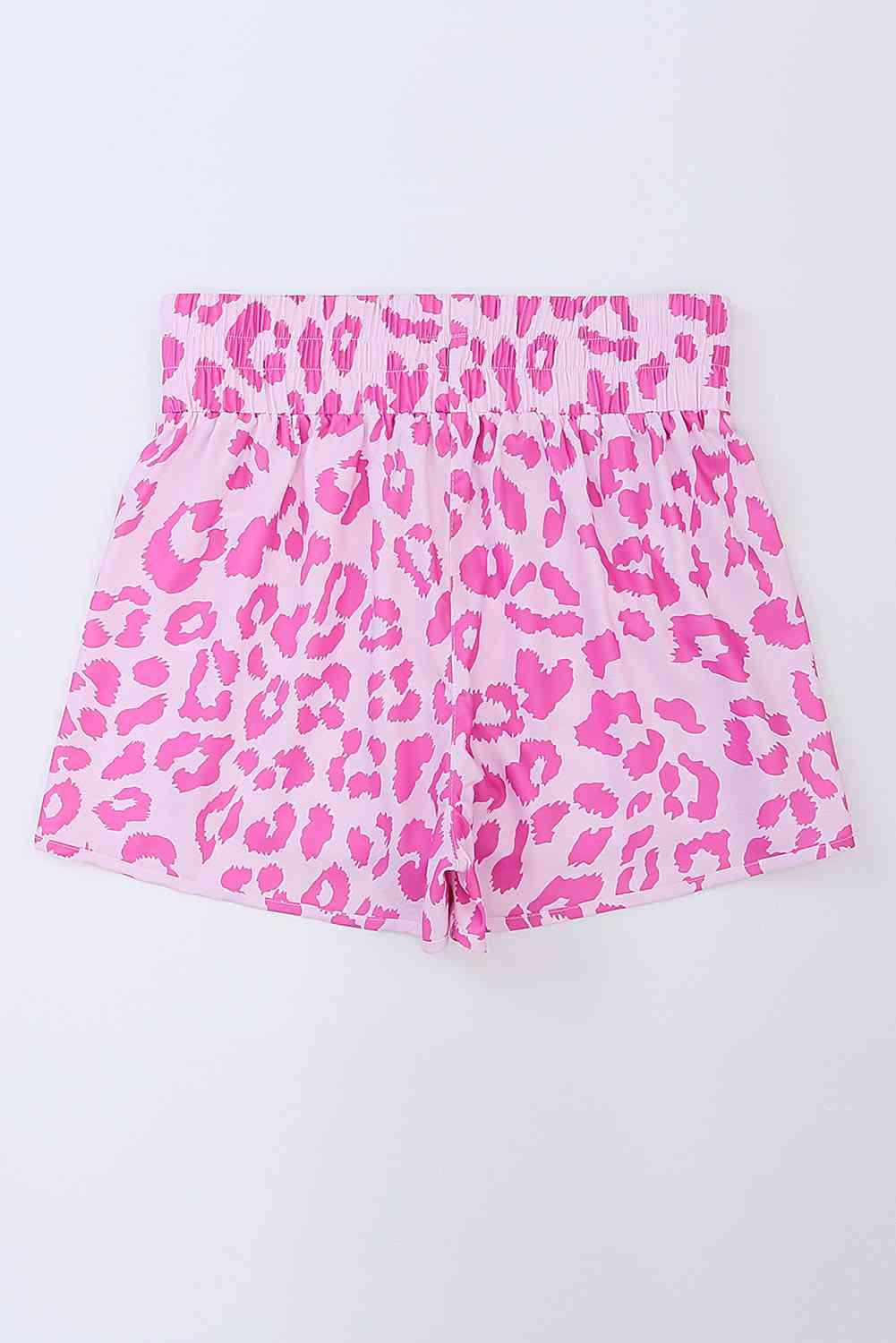 Leopard Elastic Waist Shorts shorts