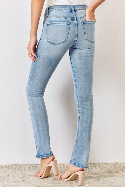 Kancan Full Size Mid Rise Y2K Slit Bootcut Jeans pants