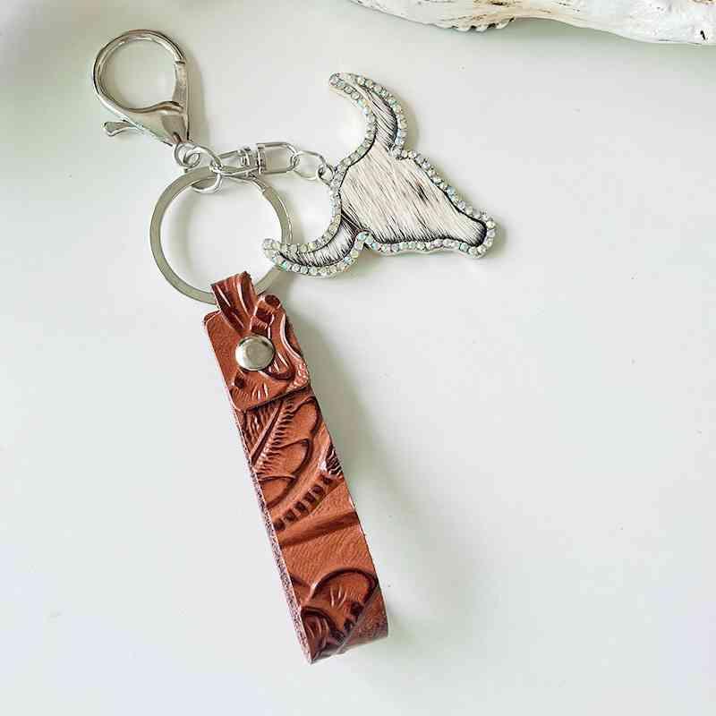 Rhinestone Bull Keychain Keychain Style C One Size