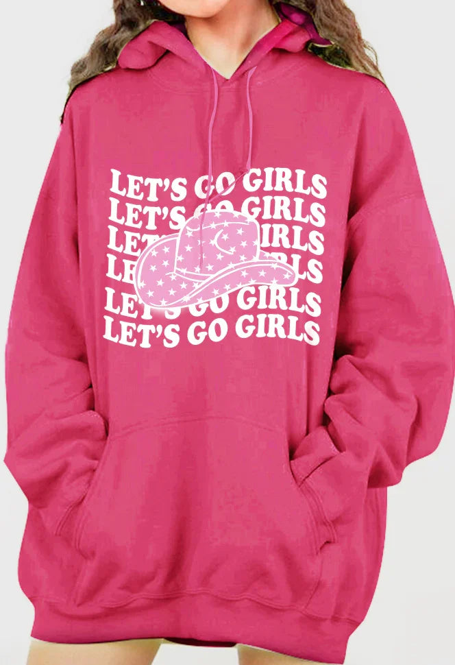 Simply Love Simply Love Full Size LET’S GO GIRLS Graphic Dropped Shoulder Hoodie Sweatshirt