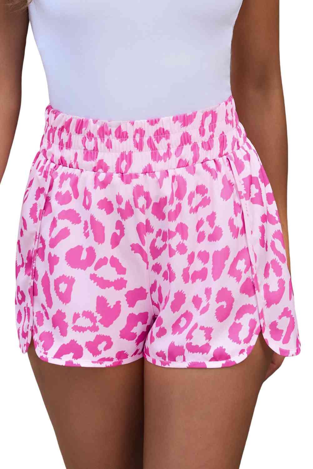 Leopard Elastic Waist Shorts shorts