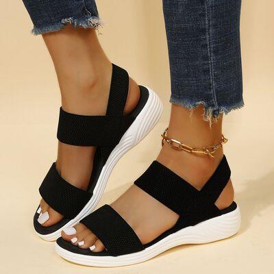 Rubber Open Toe Low Heel Sandals Sandals Black