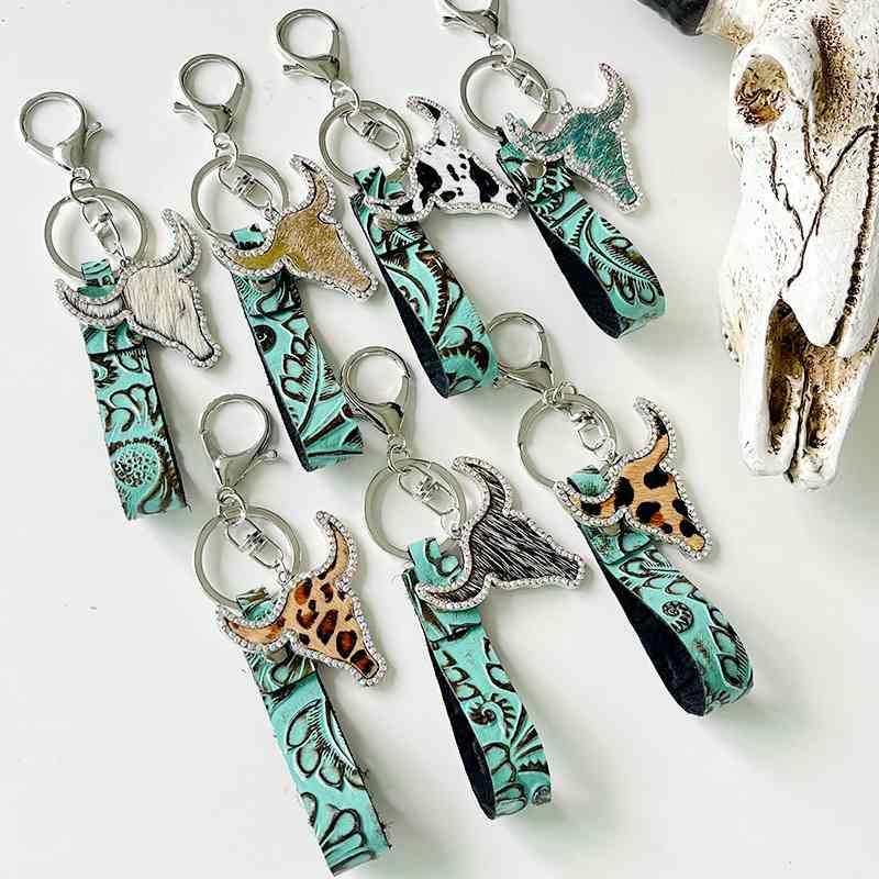 Rhinestone Bull Keychain Keychain